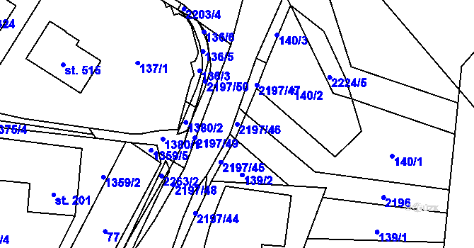 Parcela st. 2197/46 v KÚ Ostrov nad Oslavou, Katastrální mapa