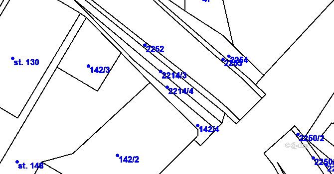 Parcela st. 2214/4 v KÚ Ostrov nad Oslavou, Katastrální mapa