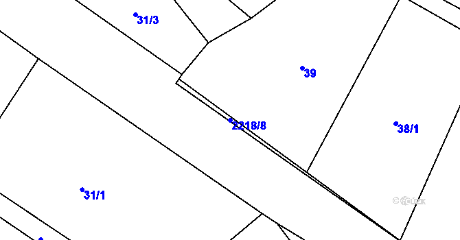 Parcela st. 2218/8 v KÚ Ostrov nad Oslavou, Katastrální mapa