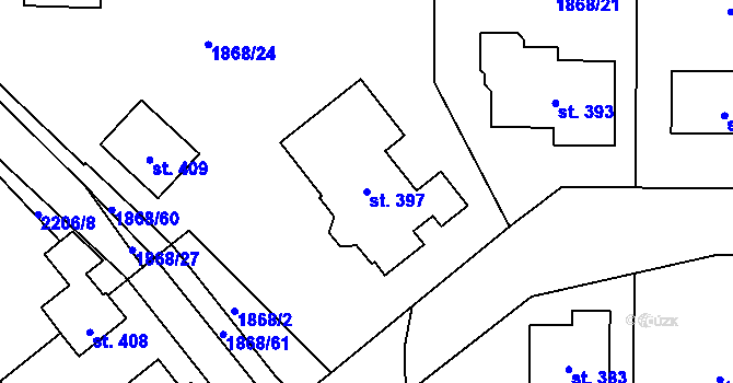 Parcela st. 397 v KÚ Ostrov nad Oslavou, Katastrální mapa