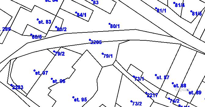 Parcela st. 79/1 v KÚ Ostrov nad Oslavou, Katastrální mapa