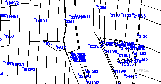 Parcela st. 2239/5 v KÚ Ostrov nad Oslavou, Katastrální mapa