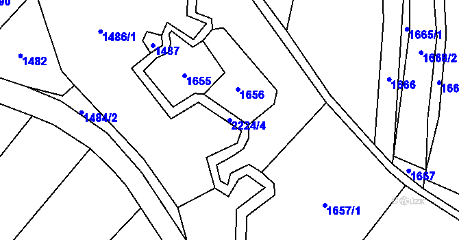 Parcela st. 2224/4 v KÚ Ostrov nad Oslavou, Katastrální mapa