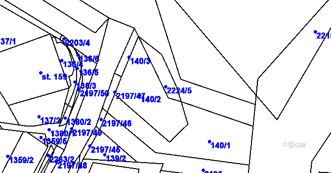 Parcela st. 2224/5 v KÚ Ostrov nad Oslavou, Katastrální mapa