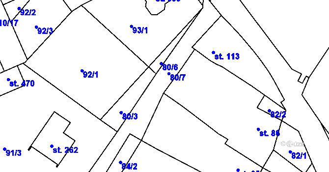 Parcela st. 80/7 v KÚ Ostrov nad Oslavou, Katastrální mapa
