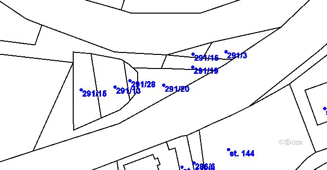 Parcela st. 291/20 v KÚ Ostrov nad Oslavou, Katastrální mapa
