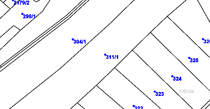 Parcela st. 311/1 v KÚ Ostrov nad Oslavou, Katastrální mapa