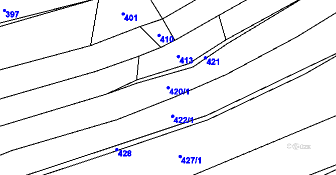 Parcela st. 420/1 v KÚ Ostrov nad Oslavou, Katastrální mapa