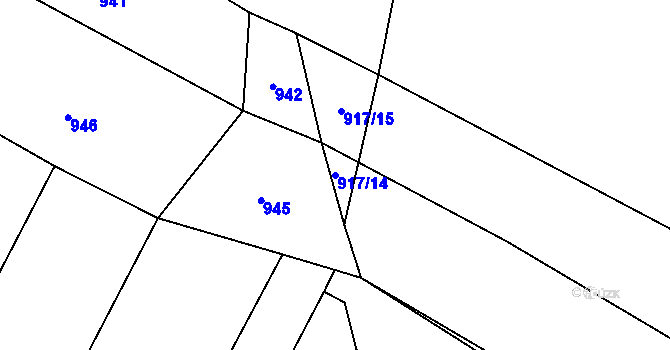 Parcela st. 917/14 v KÚ Ostrov nad Oslavou, Katastrální mapa