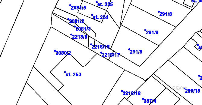 Parcela st. 2218/17 v KÚ Ostrov nad Oslavou, Katastrální mapa