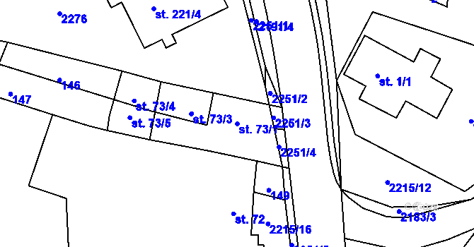 Parcela st. 73/1 v KÚ Ostrov nad Oslavou, Katastrální mapa