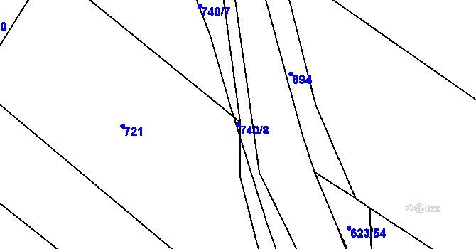 Parcela st. 740/8 v KÚ Ostrov nad Oslavou, Katastrální mapa