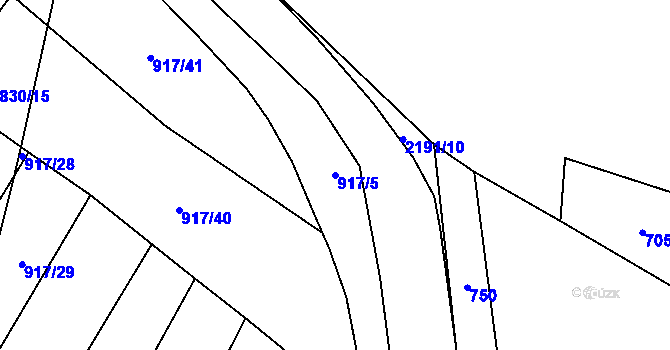 Parcela st. 917/5 v KÚ Ostrov nad Oslavou, Katastrální mapa