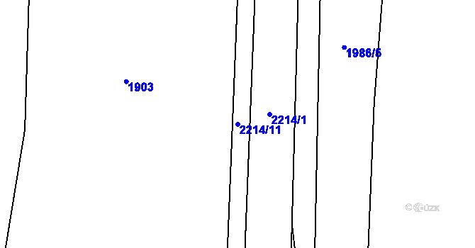 Parcela st. 2214/11 v KÚ Ostrov nad Oslavou, Katastrální mapa