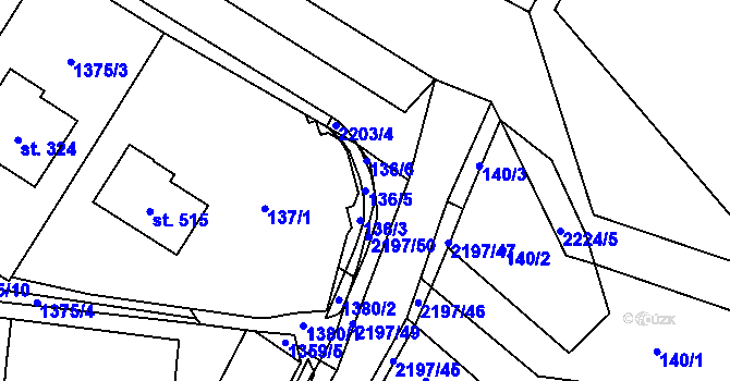 Parcela st. 136/5 v KÚ Ostrov nad Oslavou, Katastrální mapa