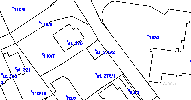 Parcela st. 276/2 v KÚ Ostrov nad Oslavou, Katastrální mapa