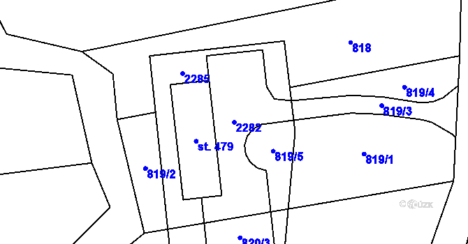 Parcela st. 2282 v KÚ Ostrov nad Oslavou, Katastrální mapa