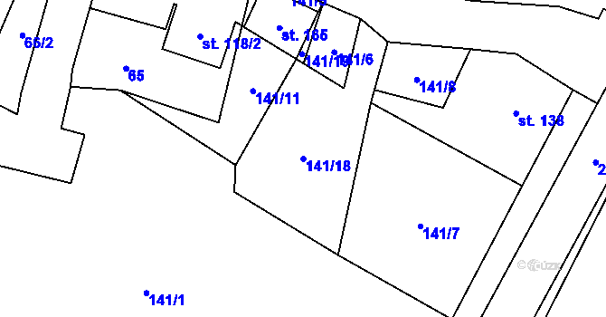 Parcela st. 141/18 v KÚ Ostrov nad Oslavou, Katastrální mapa