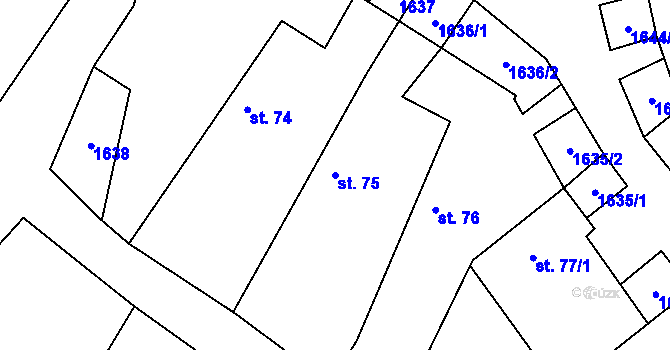 Parcela st. 75 v KÚ Suky, Katastrální mapa