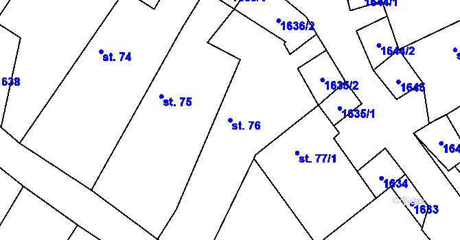 Parcela st. 76 v KÚ Suky, Katastrální mapa