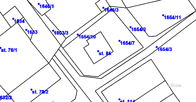 Parcela st. 85 v KÚ Suky, Katastrální mapa