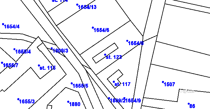 Parcela st. 123 v KÚ Suky, Katastrální mapa