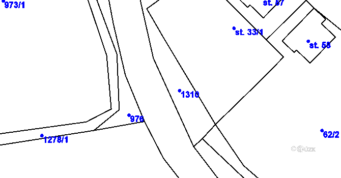 Parcela st. 33/2 v KÚ Ostrov u Bezdružic, Katastrální mapa
