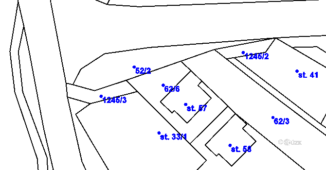 Parcela st. 62/6 v KÚ Ostrov u Bezdružic, Katastrální mapa