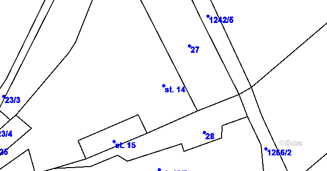 Parcela st. 14 v KÚ Pláň, Katastrální mapa