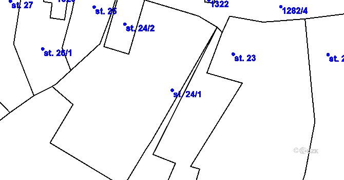 Parcela st. 24/1 v KÚ Pláň, Katastrální mapa