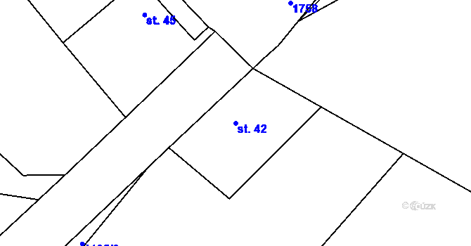 Parcela st. 42 v KÚ Pláň, Katastrální mapa