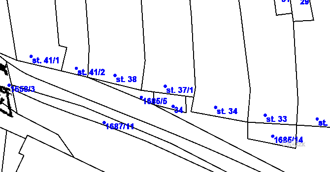 Parcela st. 37/1 v KÚ Ostrov u Macochy, Katastrální mapa