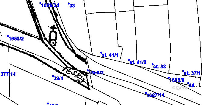 Parcela st. 41/1 v KÚ Ostrov u Macochy, Katastrální mapa