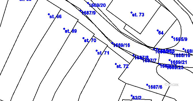 Parcela st. 71 v KÚ Ostrov u Macochy, Katastrální mapa