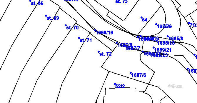 Parcela st. 72 v KÚ Ostrov u Macochy, Katastrální mapa