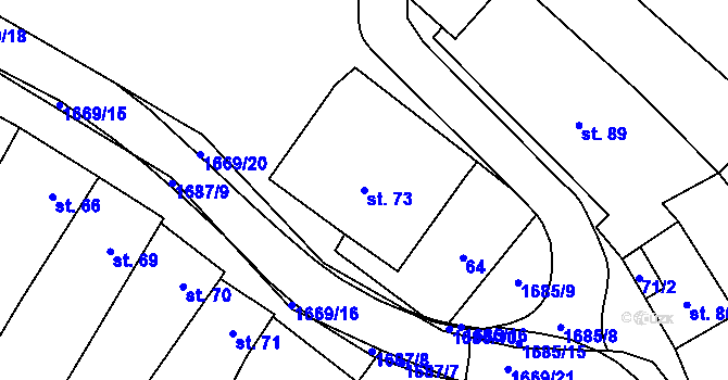 Parcela st. 73 v KÚ Ostrov u Macochy, Katastrální mapa