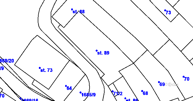 Parcela st. 89 v KÚ Ostrov u Macochy, Katastrální mapa