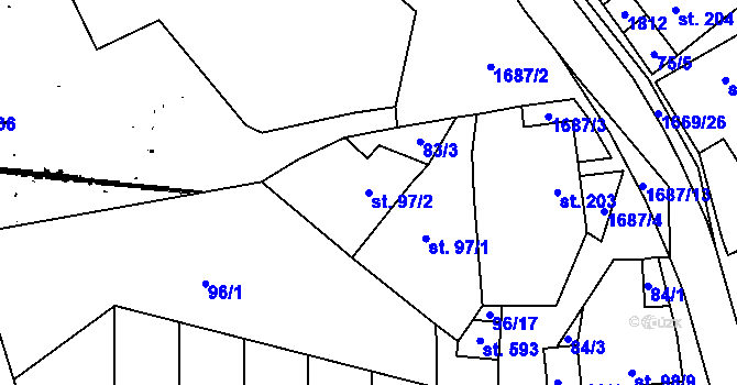 Parcela st. 97/2 v KÚ Ostrov u Macochy, Katastrální mapa