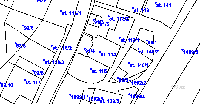 Parcela st. 114 v KÚ Ostrov u Macochy, Katastrální mapa
