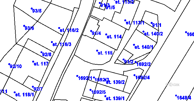 Parcela st. 115 v KÚ Ostrov u Macochy, Katastrální mapa