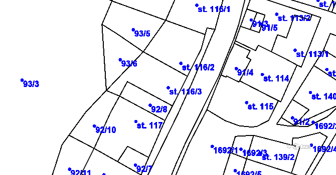 Parcela st. 116/3 v KÚ Ostrov u Macochy, Katastrální mapa