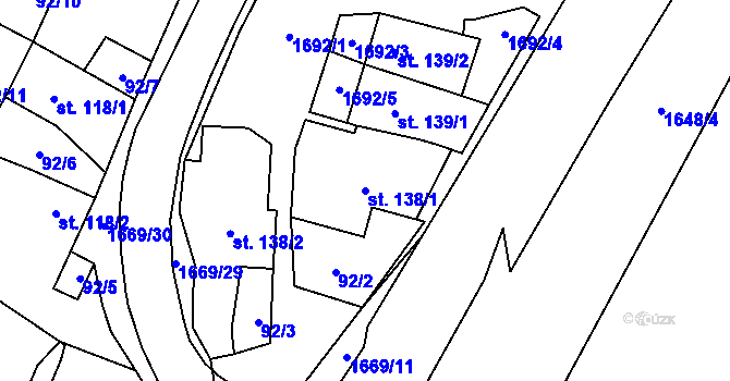 Parcela st. 138/1 v KÚ Ostrov u Macochy, Katastrální mapa