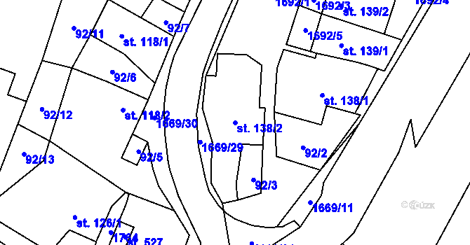 Parcela st. 138/2 v KÚ Ostrov u Macochy, Katastrální mapa