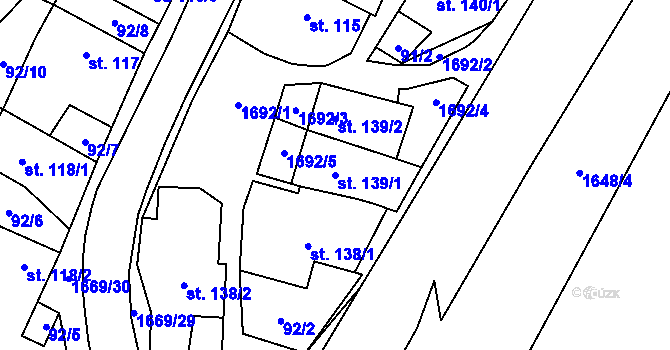 Parcela st. 139/1 v KÚ Ostrov u Macochy, Katastrální mapa