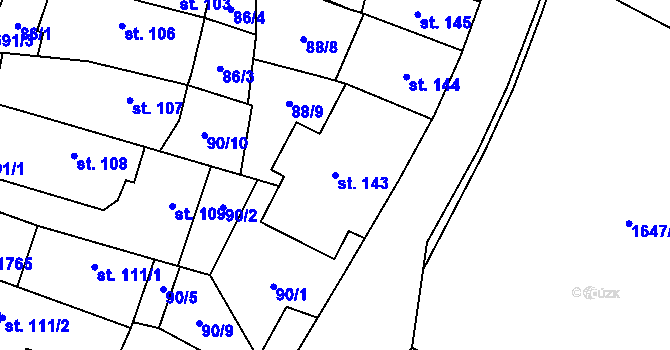 Parcela st. 143 v KÚ Ostrov u Macochy, Katastrální mapa