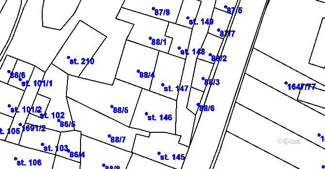 Parcela st. 147 v KÚ Ostrov u Macochy, Katastrální mapa