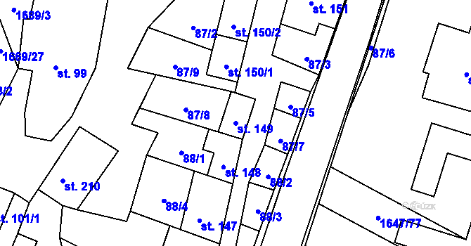 Parcela st. 149 v KÚ Ostrov u Macochy, Katastrální mapa
