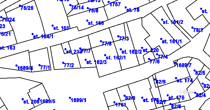 Parcela st. 162/1 v KÚ Ostrov u Macochy, Katastrální mapa