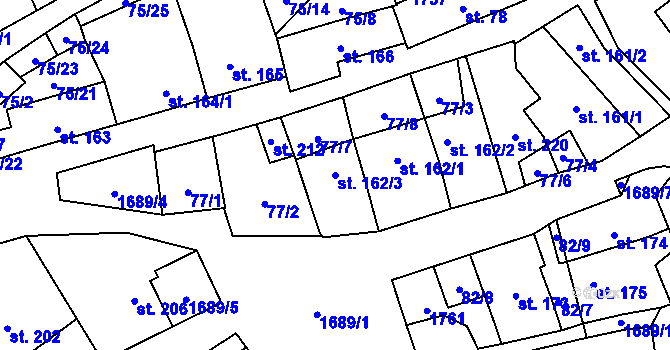 Parcela st. 162/3 v KÚ Ostrov u Macochy, Katastrální mapa