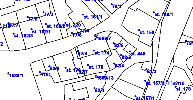 Parcela st. 174 v KÚ Ostrov u Macochy, Katastrální mapa